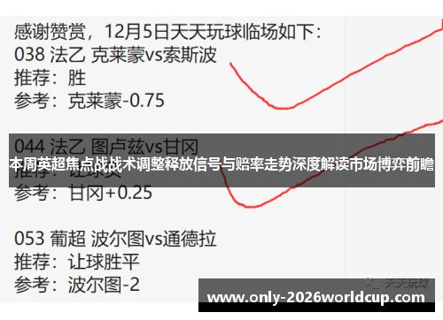 本周英超焦点战战术调整释放信号与赔率走势深度解读市场博弈前瞻